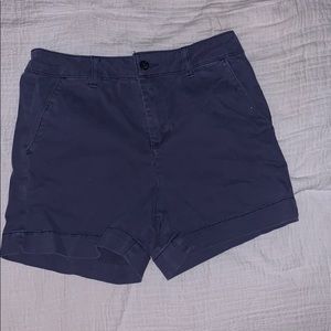 High waisted blue khaki shorts
